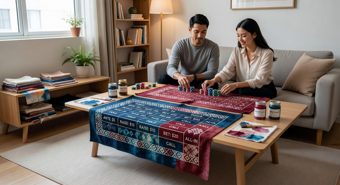 Fabric dyeing process adapted for custom betting mats in small residential spaces
