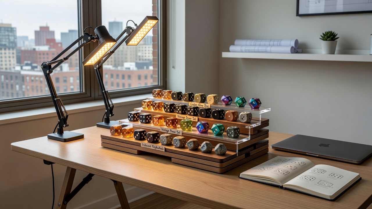Modular portable surface with integrated lighting elements supporting multiple dice game formats